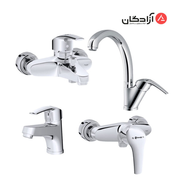 ست شیرآلات شودر مدل پاریس-کروم
