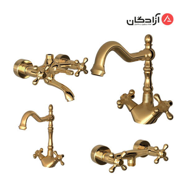 ست شیرآلات شودر مدل باروک پلاس-طلا