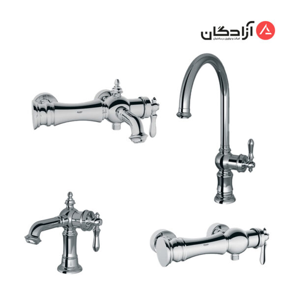 ست شیرآلات شودر مدل بیزانس کروم