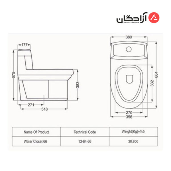 توالت فرنگی مروارید مدل والنتینا-1