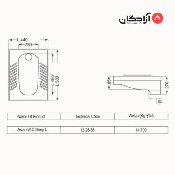 توالت ایرانی مروارید مدل فیروزه گود