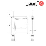 شیر روشویی پایه بلند شودر مدل تیفانی - Image 2