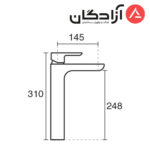 شیر روشویی پایه بلند KWC مدل ریتا