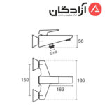 شیر حمام KWC مدل کواترو